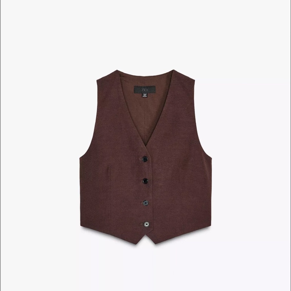 Brown Sleeveless cut out Vest